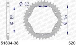 AFAM Tandwiel Achterzijde Aluminium 38T - 520