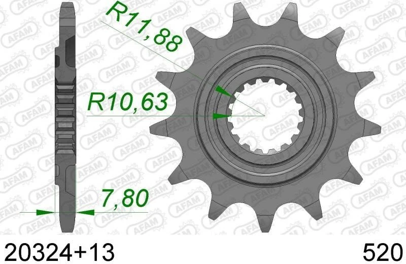 AFAM Tandwiel Voorzijde 13T - 520 1 AFAM Tandwiel Voorzijde 13T - 520
